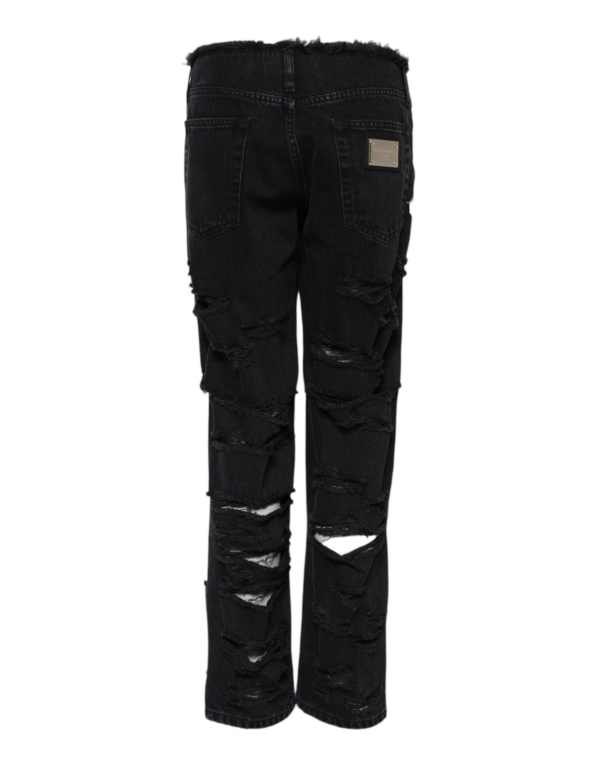 Dolce &amp; Gabbana – Schwarze, zerfetzte Jeans aus Baumwolle mit mittlerer Taille 