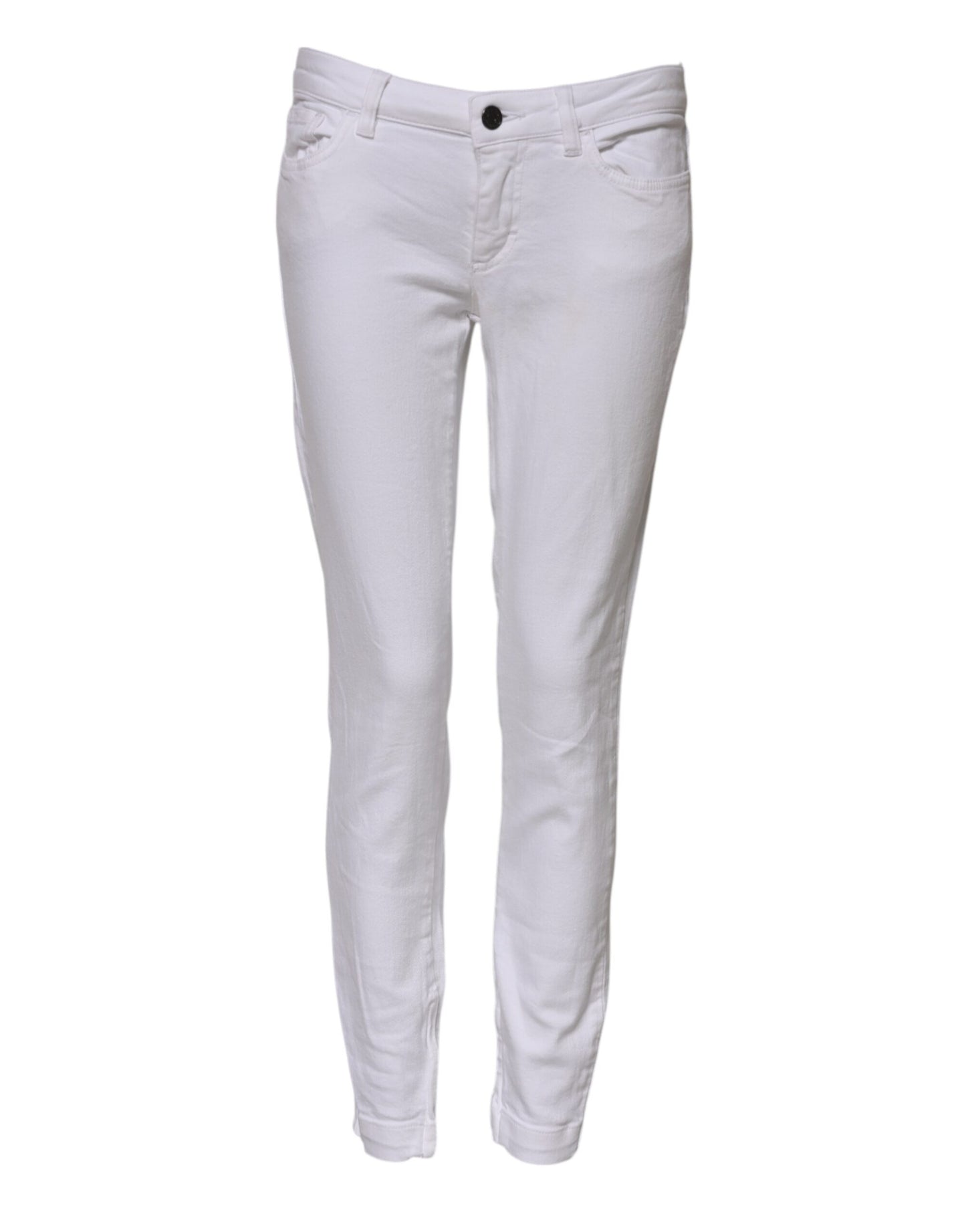 Dolce &amp; Gabbana – Weiße Skinny-Jeans aus Baumwolle mit niedriger Taille 
