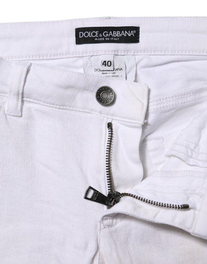 Dolce &amp; Gabbana – Weiße Skinny-Jeans aus Baumwolle mit niedriger Taille 