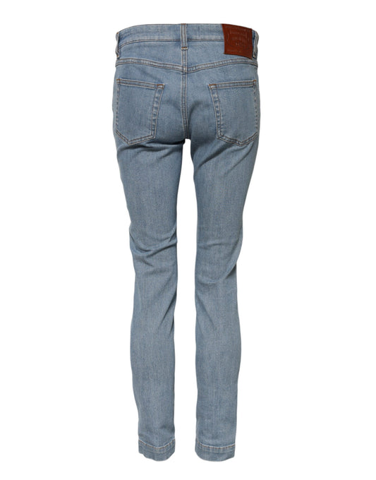 Dolce &amp; Gabbana – PRETTY – Skinny-Jeans aus Baumwolle mit mittlerer Taille in Blau 