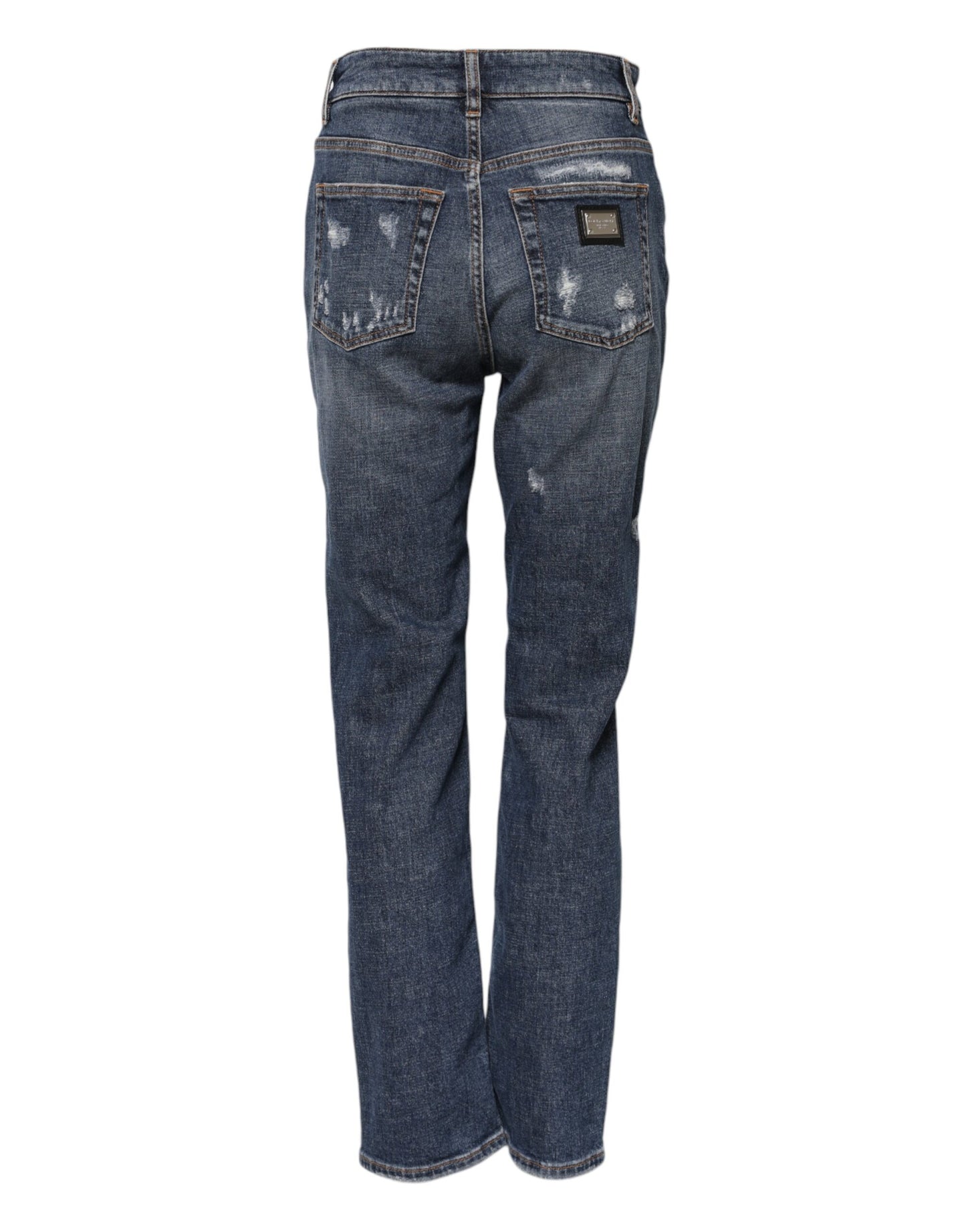 Dolce &amp; Gabbana – Boyfriend-Jeans aus zerfetztem Baumwolldenim in Blau 