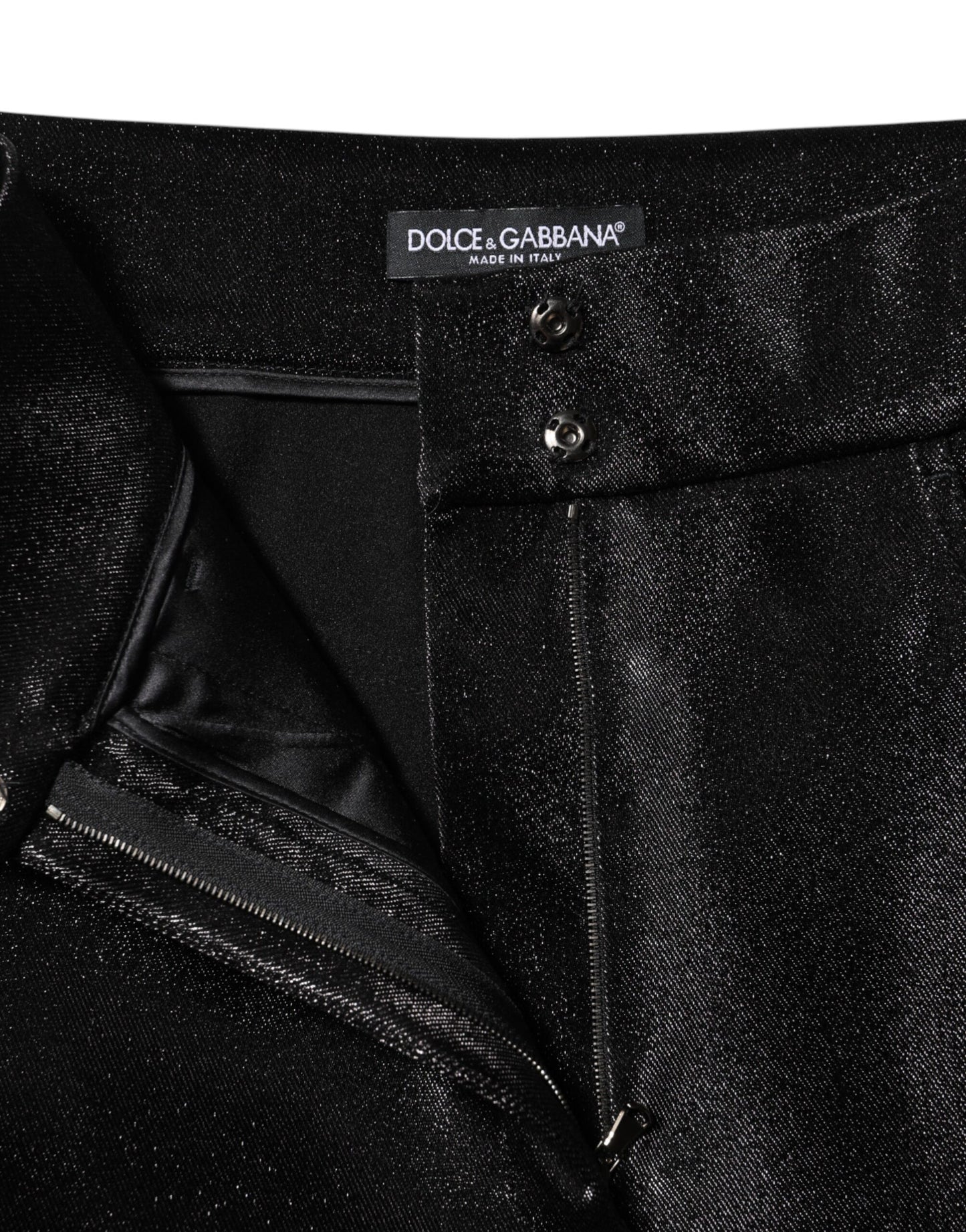 Dolce &amp; Gabbana Schwarze Skinny-Hose aus Baumwollstretch mit Lurexfaden 