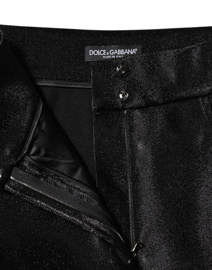 Dolce &amp; Gabbana Schwarze Skinny-Hose aus Baumwollstretch mit Lurexfaden 