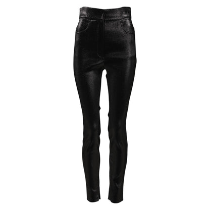 Dolce &amp; Gabbana Schwarze Skinny-Hose aus Baumwollstretch mit Lurexfaden 