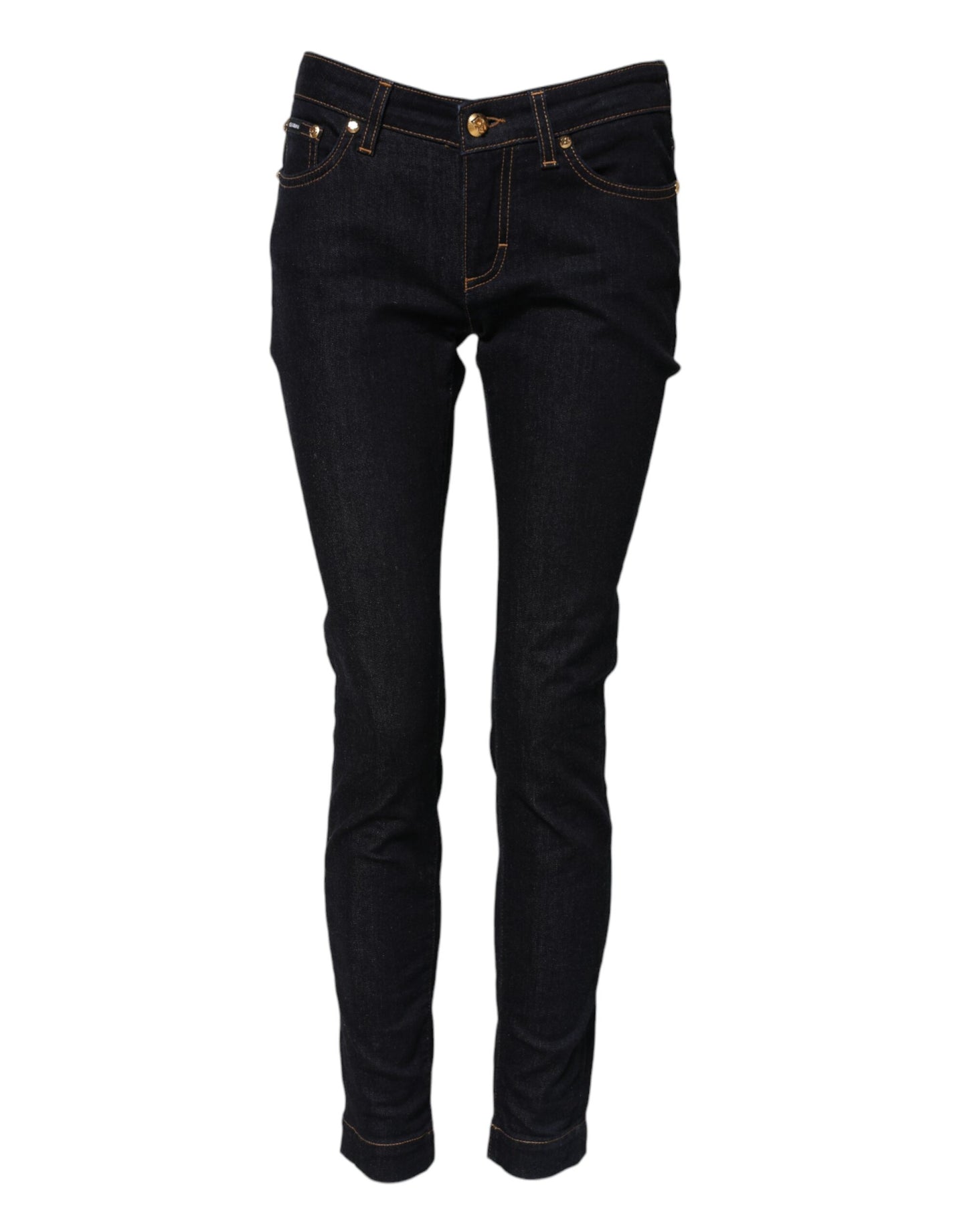 Dolce &amp; Gabbana – Blaue PRETTY Skinny-Jeans aus Baumwolle mit niedriger Taille 