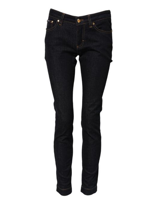 Dolce &amp; Gabbana – Blaue PRETTY Skinny-Jeans aus Baumwolle mit niedriger Taille 