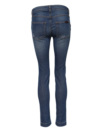 Dolce &amp; Gabbana – Blaue Skinny-Jeans aus Baumwolle mit niedriger Taille 