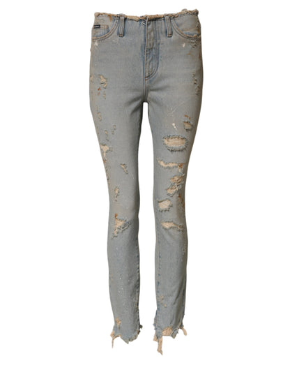 Dolce &amp; Gabbana Hellblaue Skinny-Jeans mit hoher Taille 