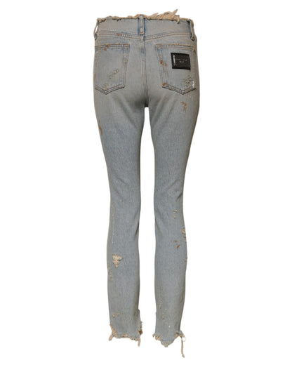 Dolce &amp; Gabbana Hellblaue Skinny-Jeans mit hoher Taille 