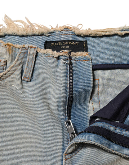 Dolce &amp; Gabbana Hellblaue Skinny-Jeans mit hoher Taille 