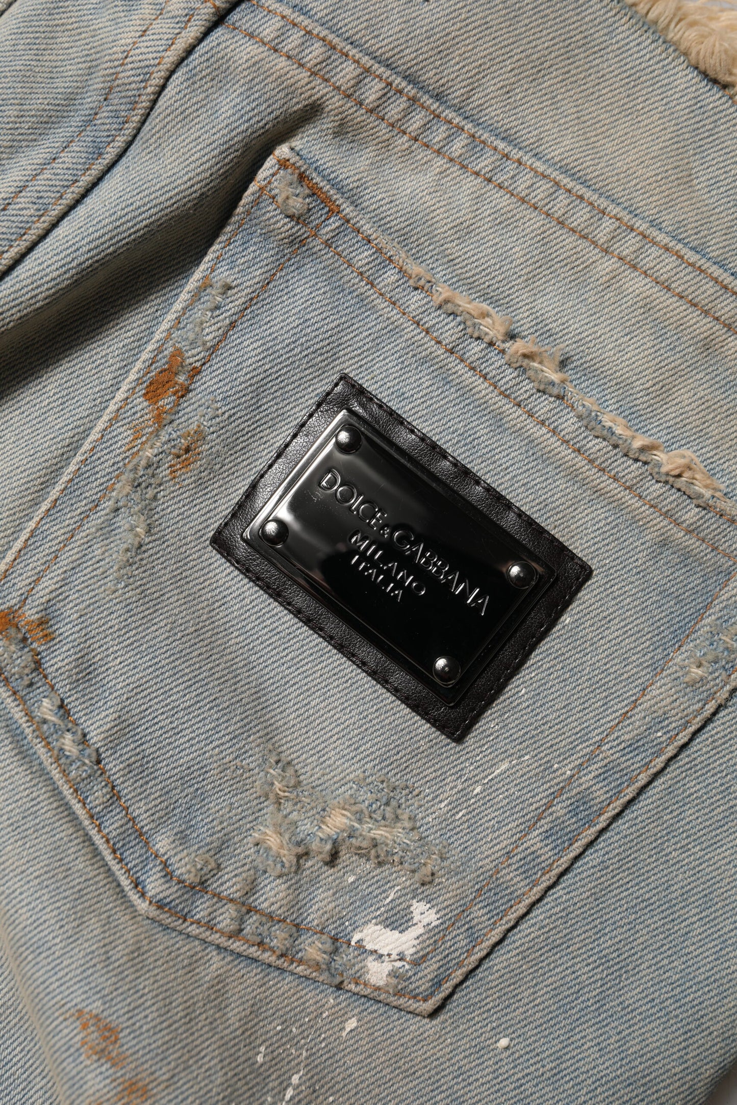 Dolce &amp; Gabbana Hellblaue Skinny-Jeans mit hoher Taille 