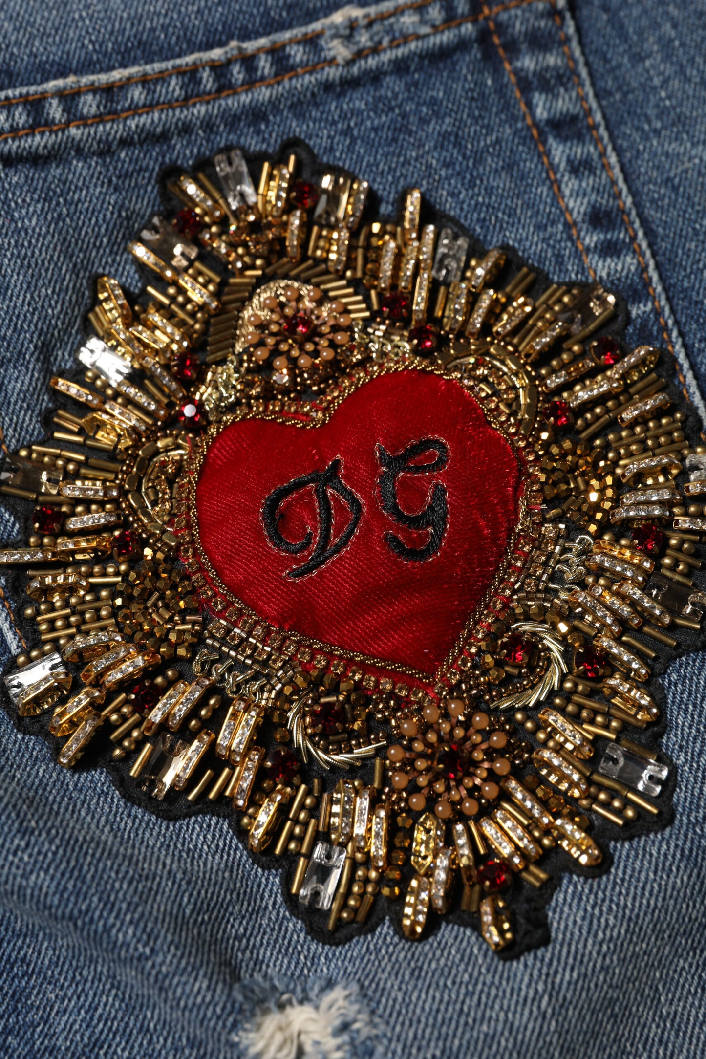 Dolce &amp; Gabbana – Boyfriend-Jeans aus zerfetztem Baumwolldenim in Blau 