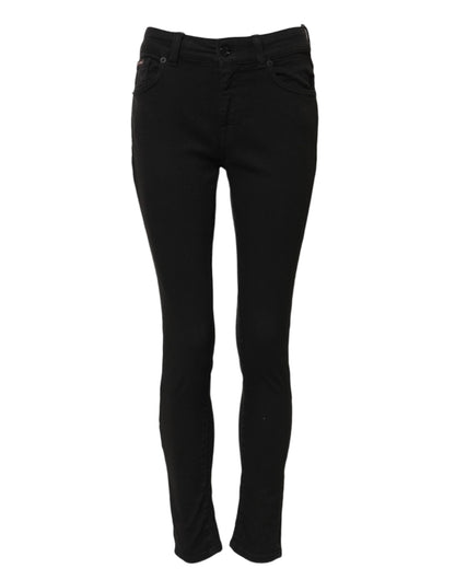 Dolce &amp; Gabbana – Schwarze Skinny-Jeans aus Baumwolle mit mittlerer Taille 