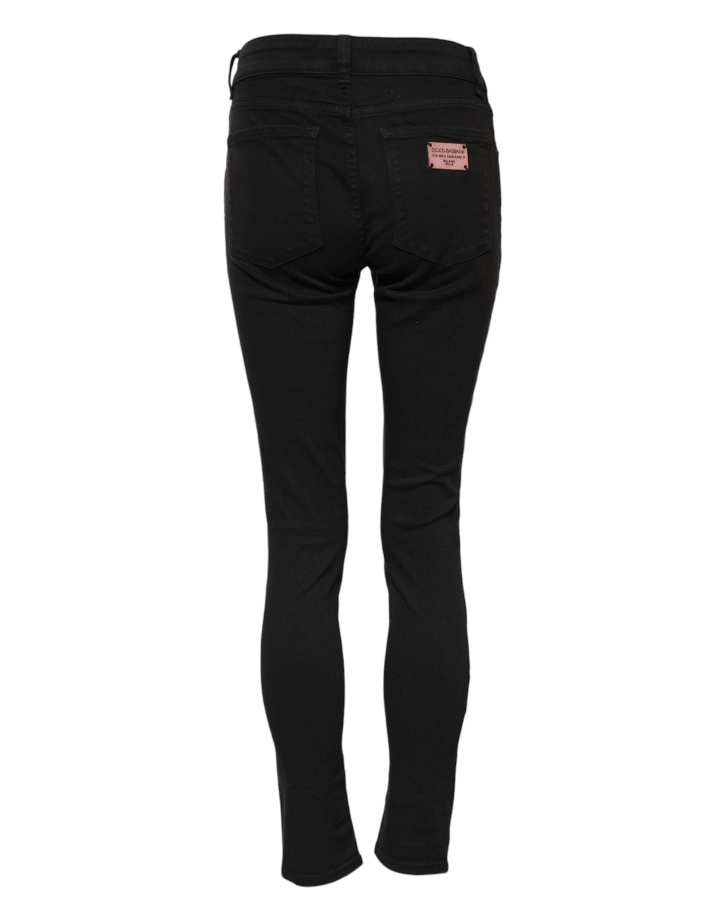 Dolce &amp; Gabbana – Schwarze Skinny-Jeans aus Baumwolle mit mittlerer Taille 