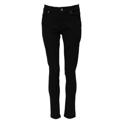 Dolce &amp; Gabbana – Schwarze Skinny-Jeans aus Baumwoll-Denim mit Logo und mittlerer Taille 