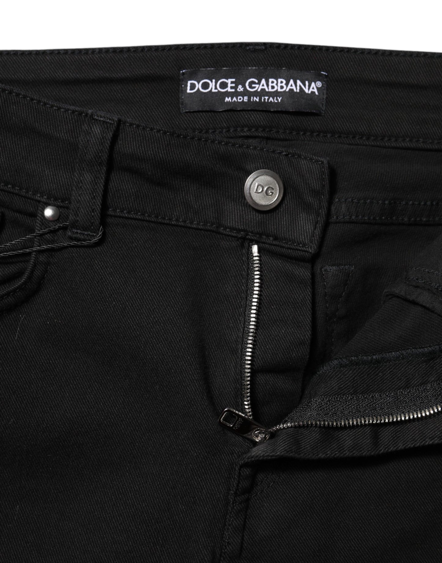 Dolce &amp; Gabbana – Schwarze Skinny-Jeans aus Baumwolle mit mittlerer Taille 