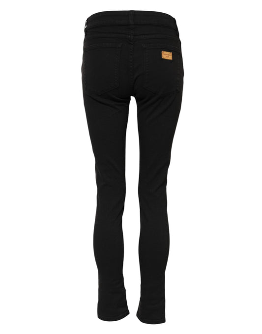 Dolce &amp; Gabbana – Schwarze Skinny-Jeans aus Baumwolle mit mittlerer Taille 