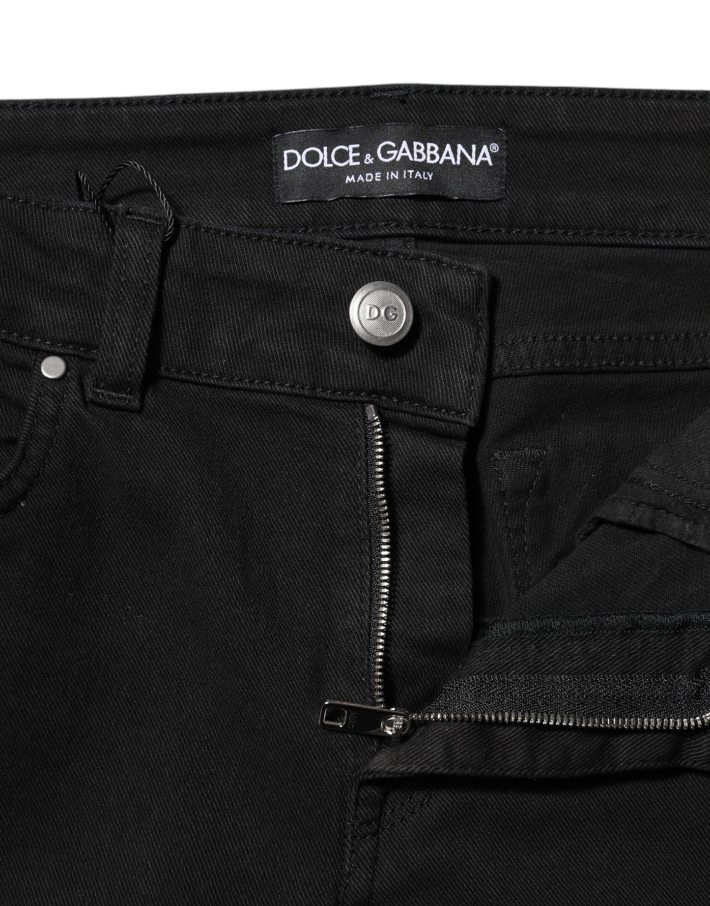 Dolce &amp; Gabbana – Schwarze Skinny-Jeans aus Baumwolle mit mittlerer Taille 