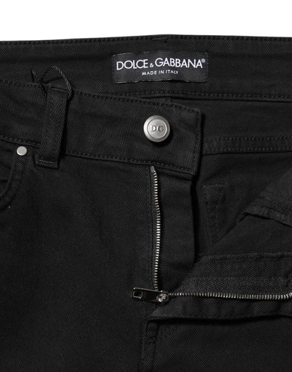 Dolce &amp; Gabbana – Schwarze Skinny-Jeans aus Baumwolle mit mittlerer Taille 
