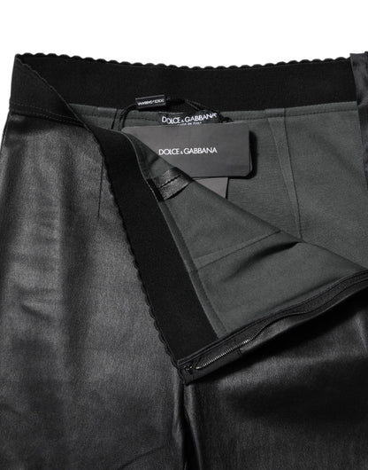 Dolce &amp; Gabbana Schwarze Lederhose mit elastischer Taille 