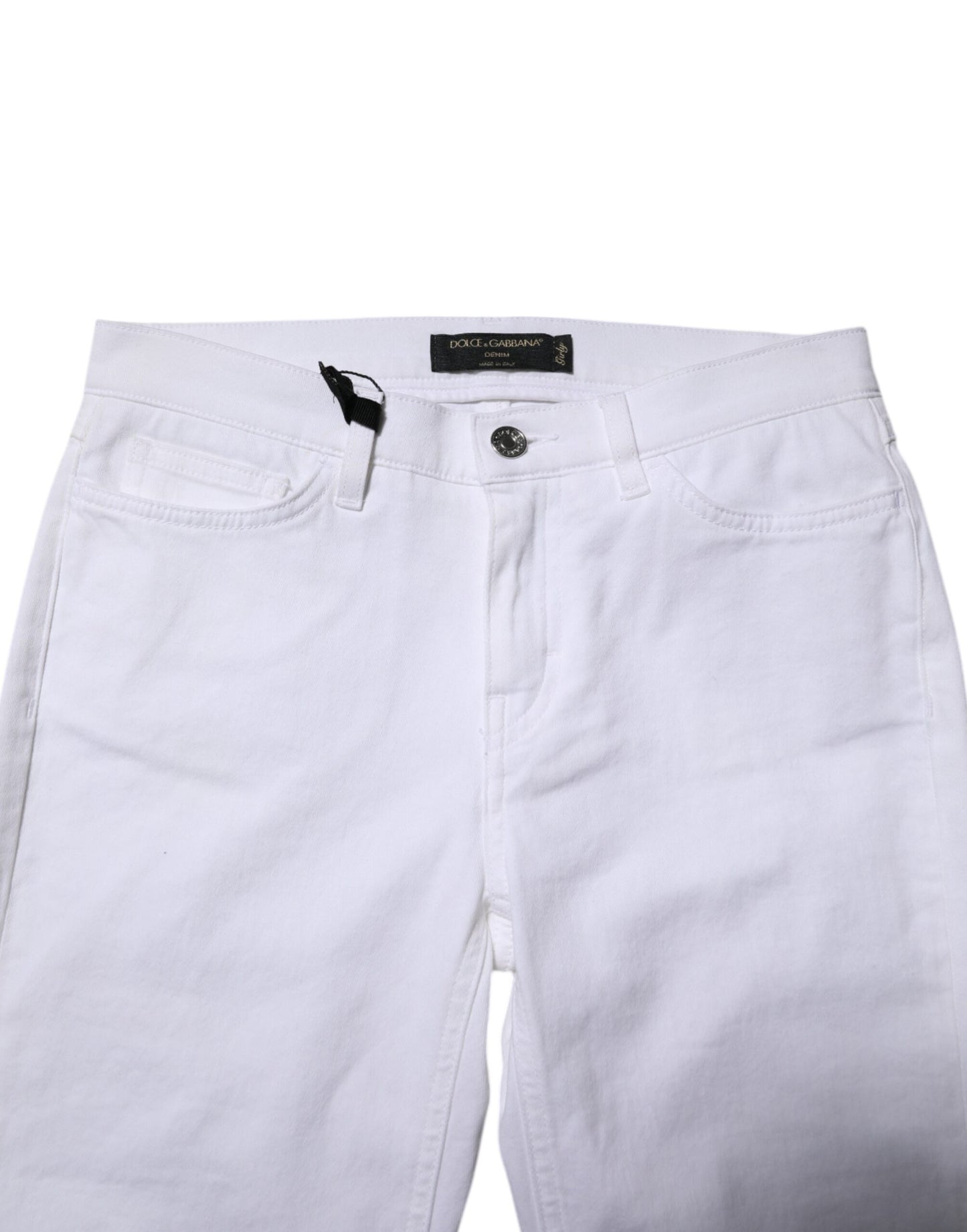 Dolce &amp; Gabbana – GRACE – Enge Jeans aus Denim mit mittlerer Taille in Weiß 