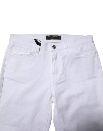 Dolce &amp; Gabbana – GRACE – Enge Jeans aus Denim mit mittlerer Taille in Weiß 