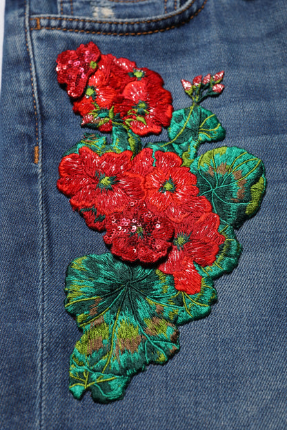 Dolce &amp; Gabbana – Blaue Skinny-Jeans aus Baumwolle mit niedriger Taille 