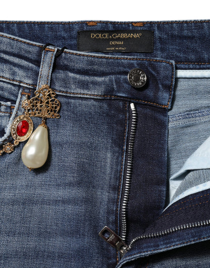 Dolce &amp; Gabbana – Blaue Jeans mit Strassverzierung 