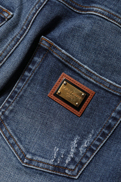 Dolce &amp; Gabbana – Blaue Jeans mit Strassverzierung 