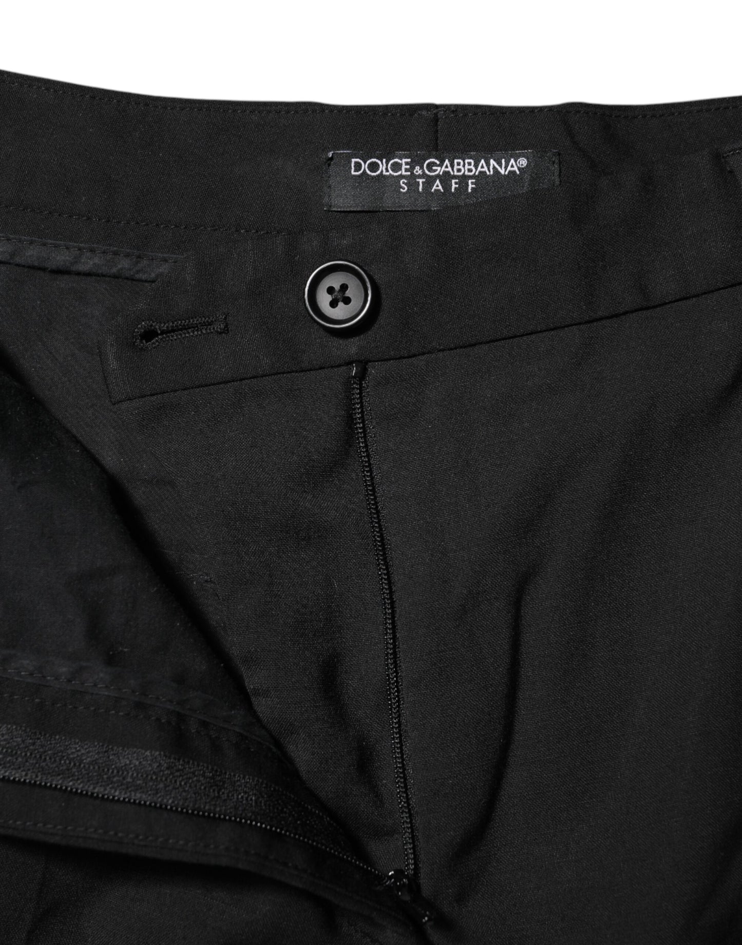 Dolce &amp; Gabbana Schwarze STAFF-Hose mit hoher Taille und konischer Passform 