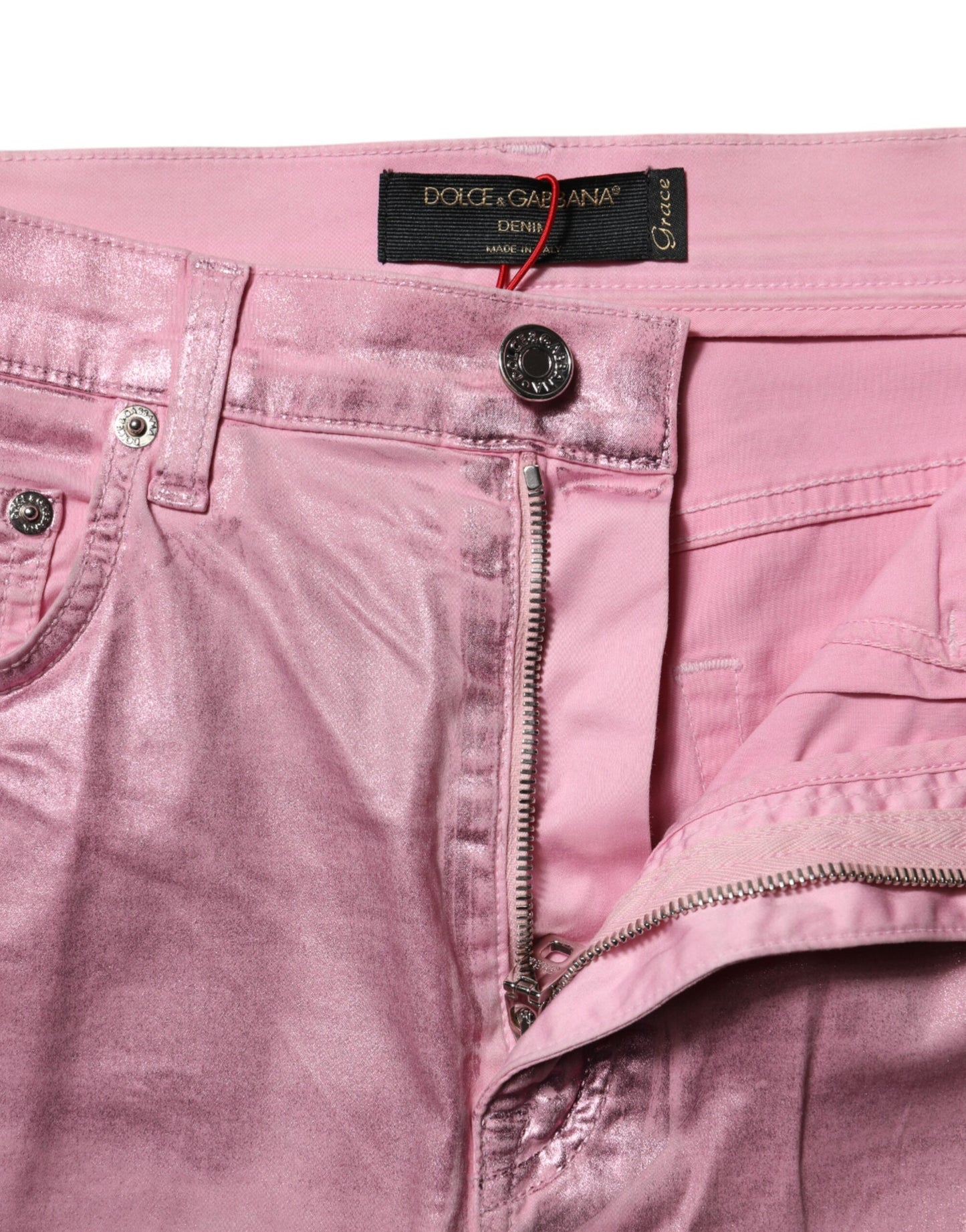Dolce &amp; Gabbana – GRACE – Enge Jeans mit hoher Taille, Pink 