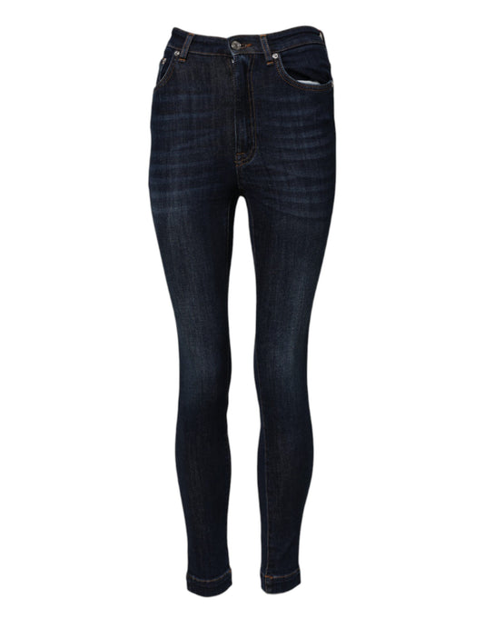 Dolce &amp; Gabbana, Blaue GRACE Skinny-Jeans mit hoher Taille 