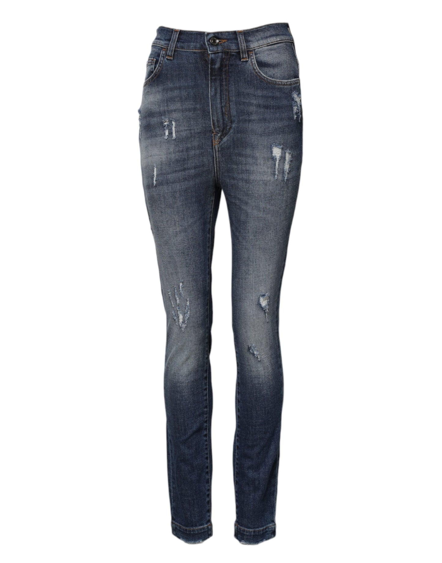 Dolce &amp; Gabbana – Blaue Skinny-Jeans aus Baumwolle mit hoher Taille 