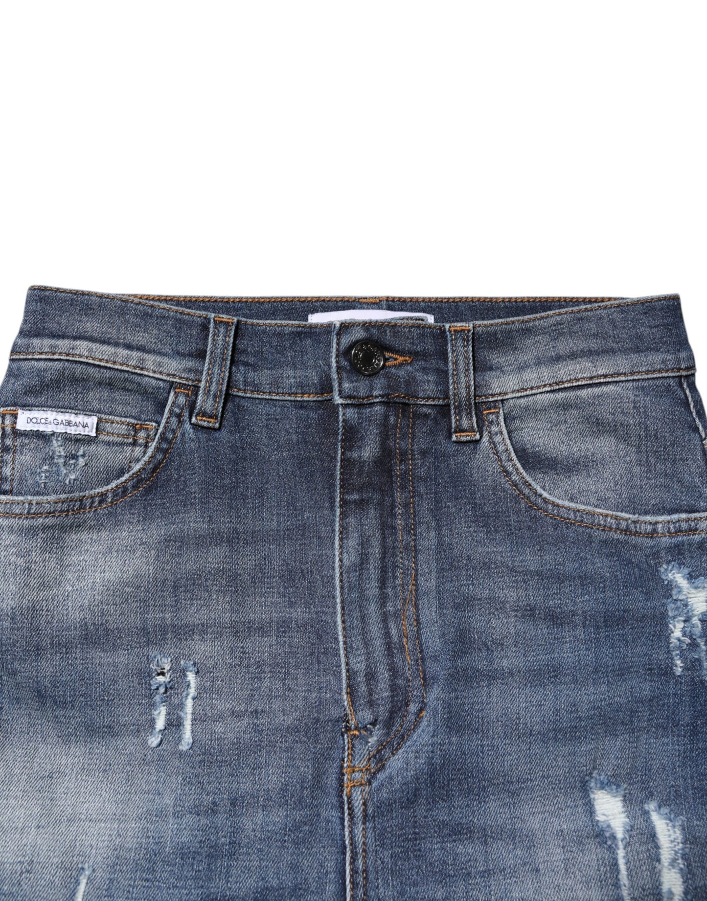 Dolce &amp; Gabbana – Blaue Skinny-Jeans aus Baumwolle mit hoher Taille 