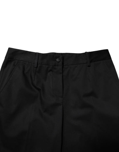 Dolce &amp; Gabbana – Schwarze, formelle Hose aus Baumwolle mit hoher Taille 