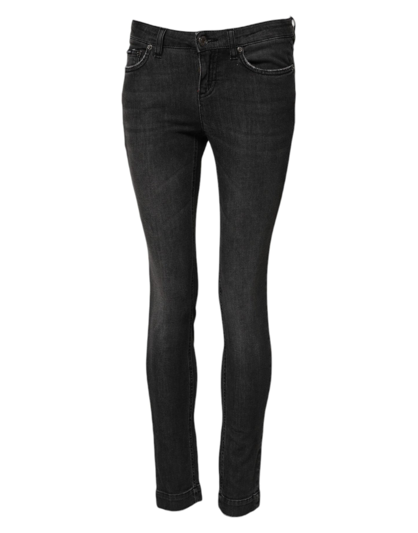 Dolce &amp; Gabbana – Schwarze Skinny-Jeans aus Baumwolle mit niedriger Taille 