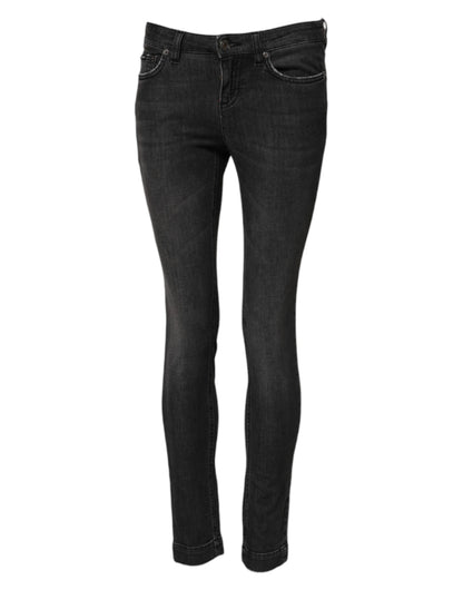 Dolce &amp; Gabbana – Schwarze Skinny-Jeans aus Baumwolle mit niedriger Taille 