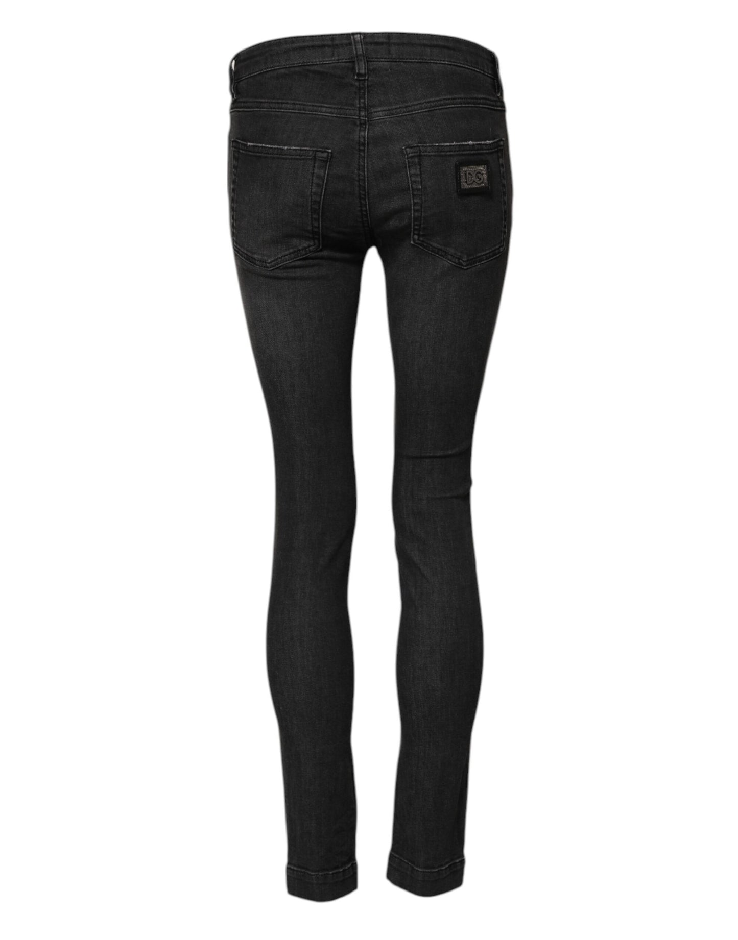 Dolce &amp; Gabbana – Schwarze Skinny-Jeans aus Baumwolle mit niedriger Taille 
