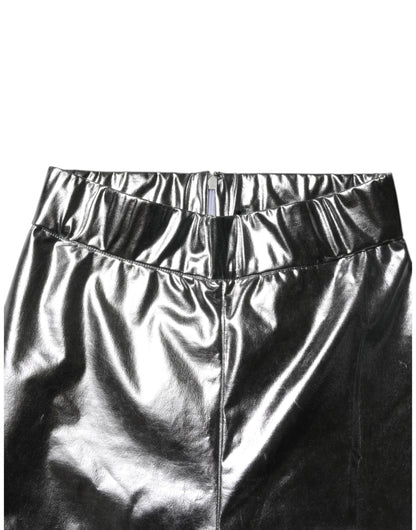Dolce &amp; Gabbana – Schmal geschnittene Leggings aus Polyester in Metallic-Silber 