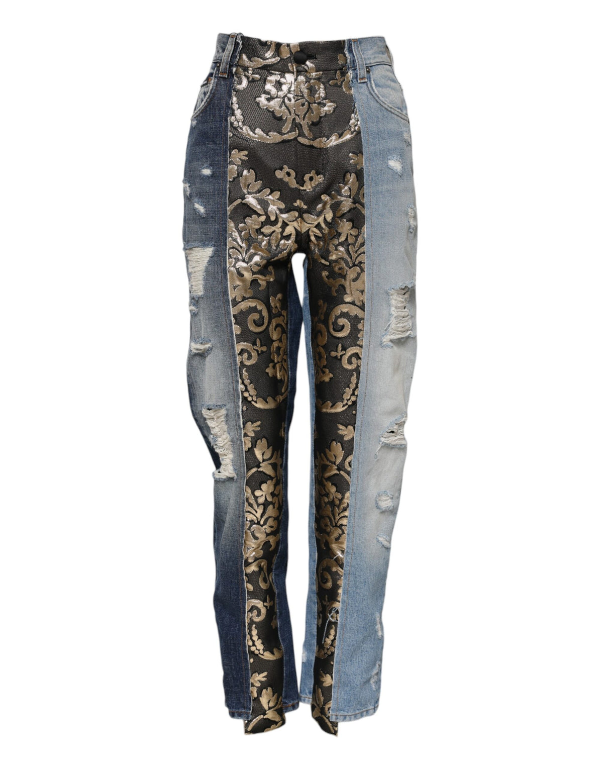 Dolce &amp; Gabbana – Mehrfarbige Patchwork-Jeans aus konischem Denim 
