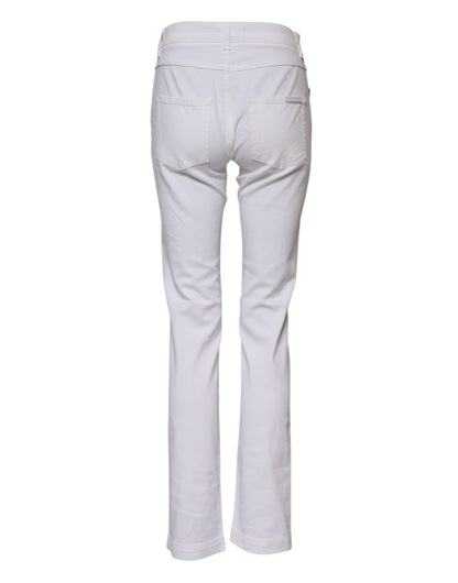 Dolce &amp; Gabbana Weiße GIRLY-Jeans mit Blumenstickerei 