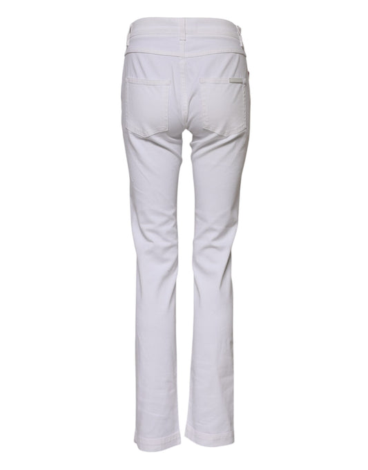 Dolce & Gabbana White Floral Embroidery GIRLY Denim Jeans