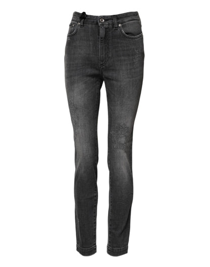 Dolce &amp; Gabbana Dunkelgraue Skinny-Jeans AUDREY aus Baumwolle 