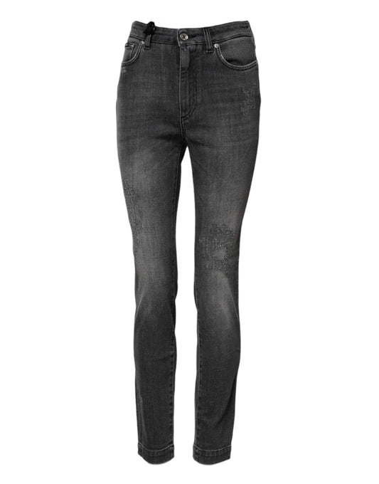 Dolce &amp; Gabbana Dunkelgraue Skinny-Jeans AUDREY aus Baumwolle 