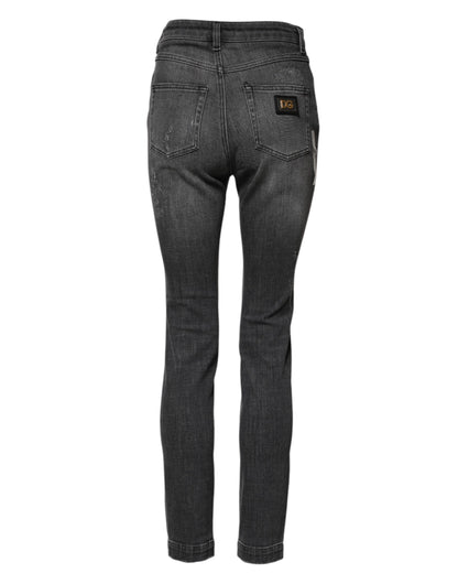 Dolce &amp; Gabbana Dunkelgraue Skinny-Jeans AUDREY aus Baumwolle 