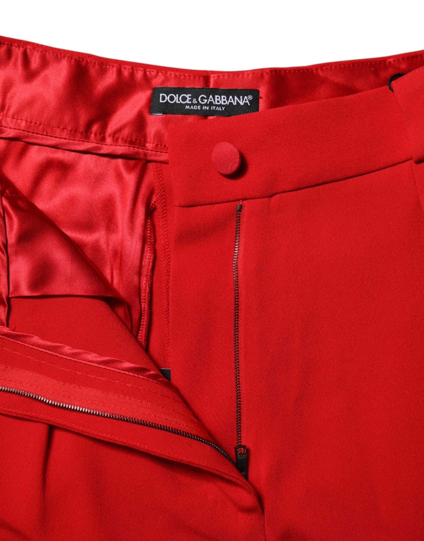 Dolce &amp; Gabbana – Hoch taillierte Karottenhose aus roter Viskose 