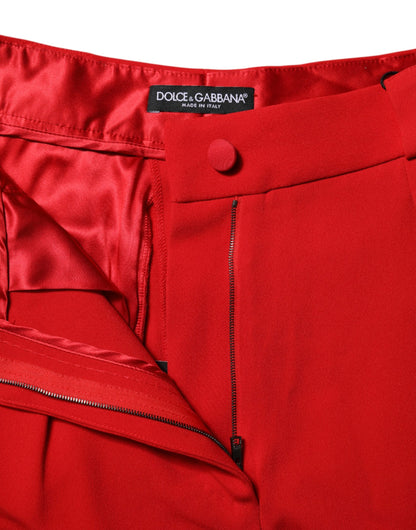 Dolce &amp; Gabbana – Hoch taillierte Karottenhose aus roter Viskose 