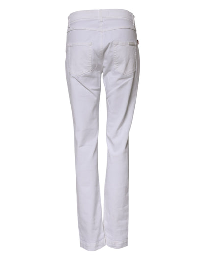 Dolce &amp; Gabbana Weiße GIRLY-Jeans mit Blumenstickerei 