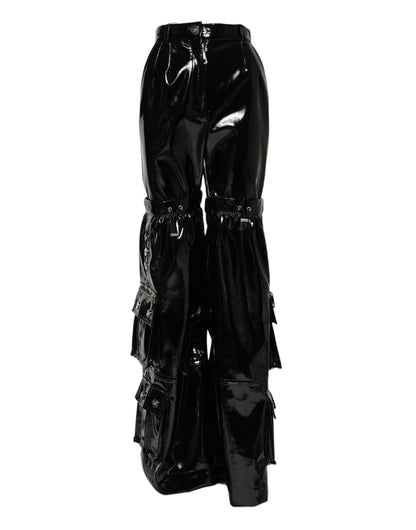 Dolce &amp; Gabbana – Schwarze Cargo-Bootcut-Hose mit hoher Taille 