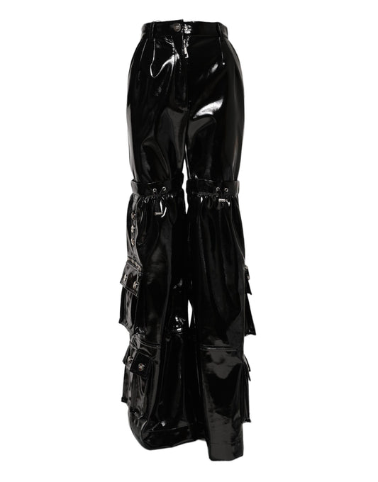 Dolce &amp; Gabbana – Schwarze Cargo-Bootcut-Hose mit hoher Taille 